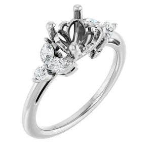 Floral Accented Engagement Ring
