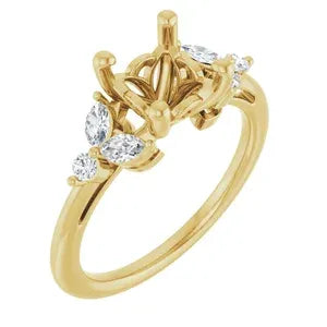 Floral Accented Engagement Ring