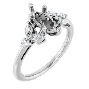 Floral Accented Engagement Ring