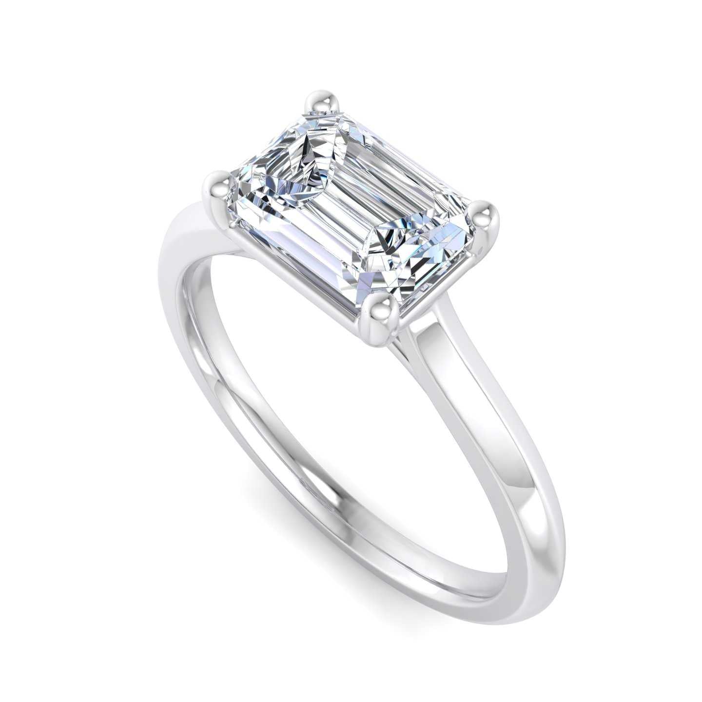 Solitaire Cathedral Tapered Edge Engagement Ring