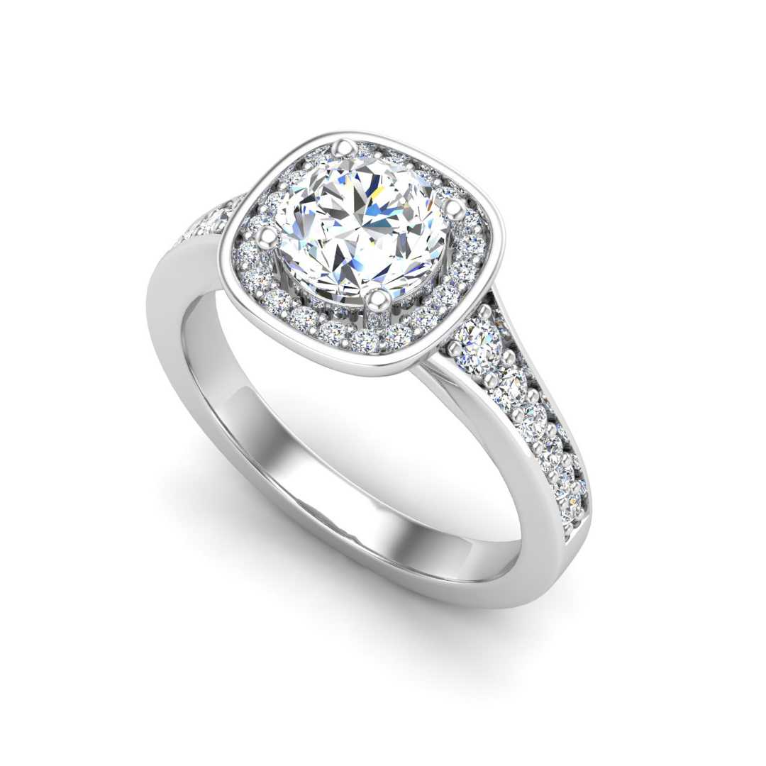 Vintage Diamond-Accented Halo Engagement Ring