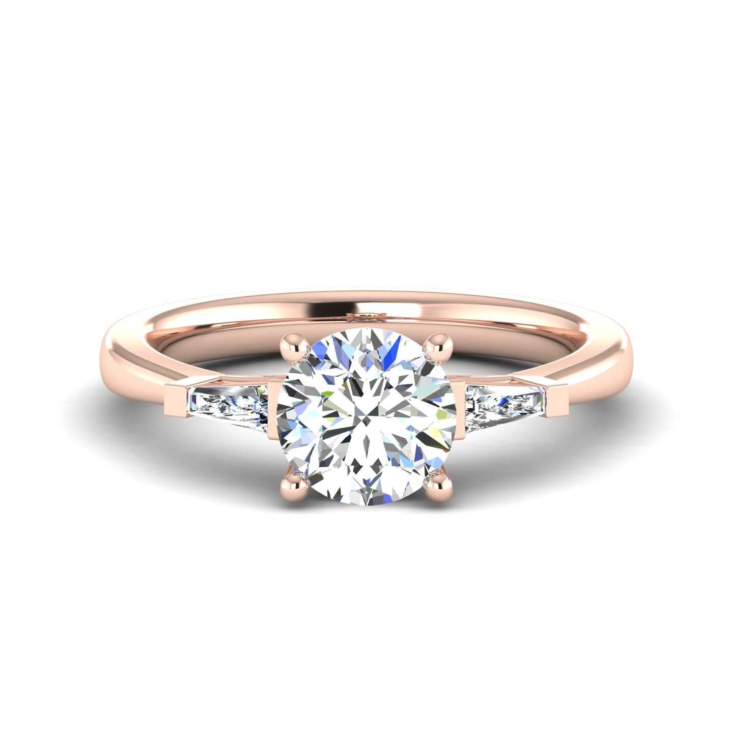 Tapered Baguette Accented Engagement Ring