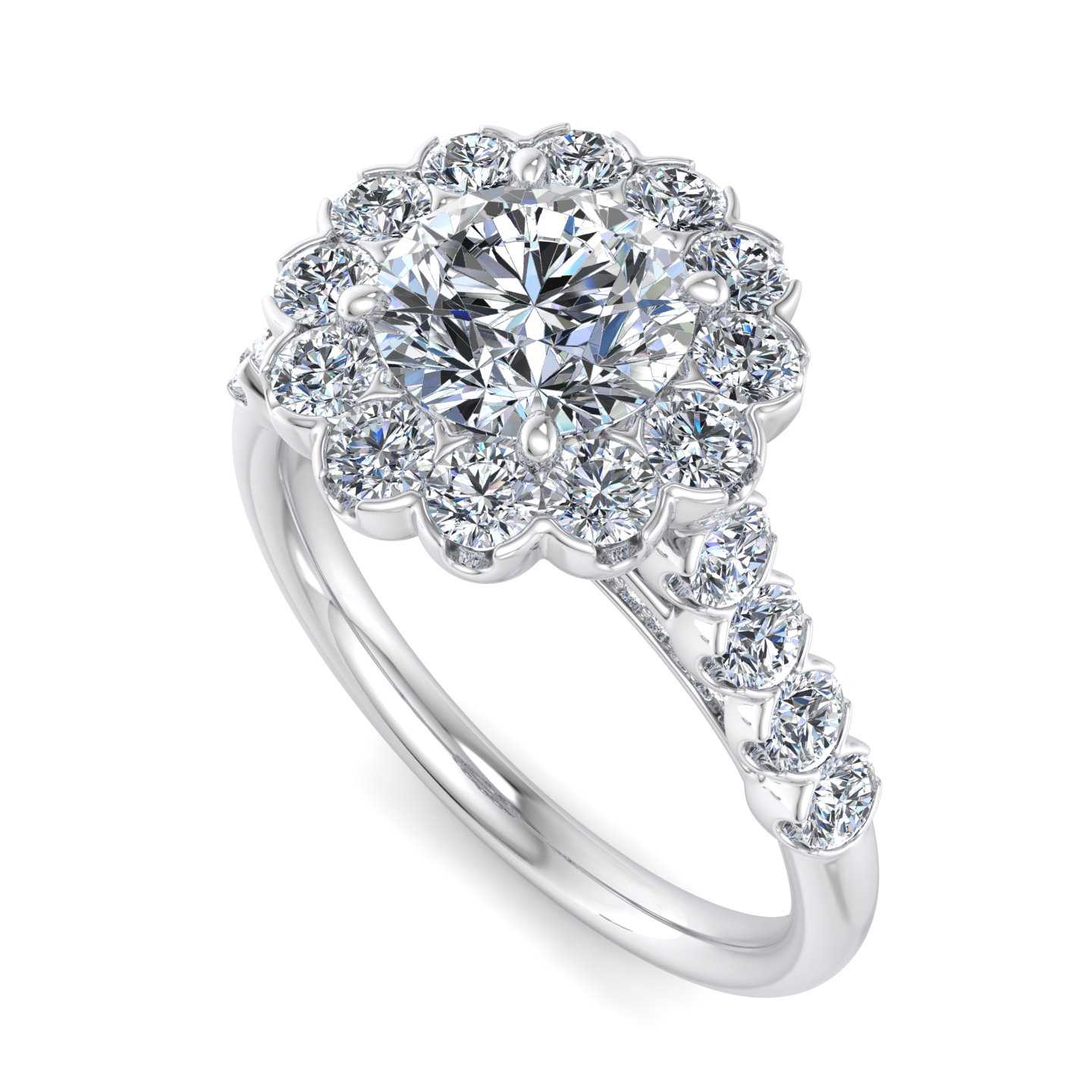 Floral Halo Accented Design Custom Engagement Ring