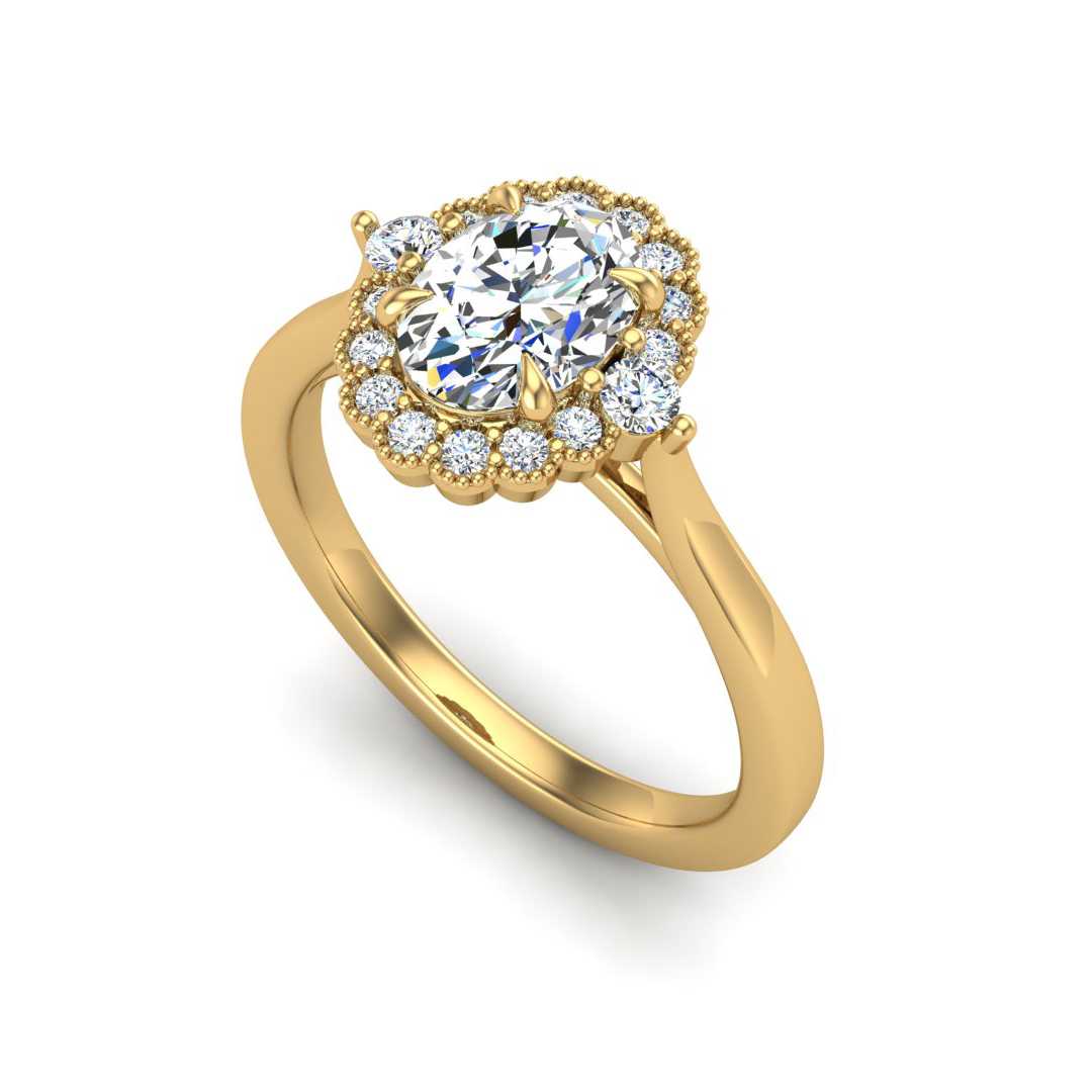 Milgrain Halo Design Custom Engagement Ring