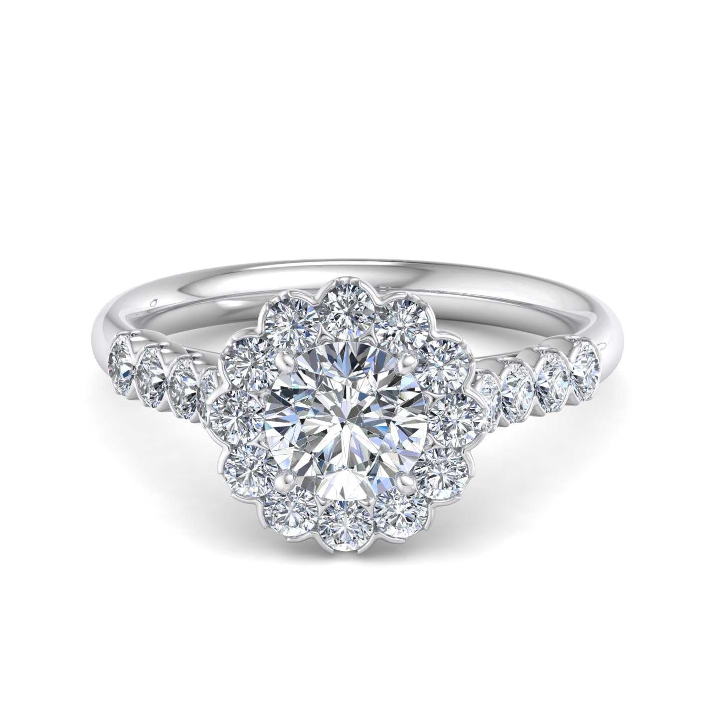 Floral Halo Accented Design Custom Engagement Ring