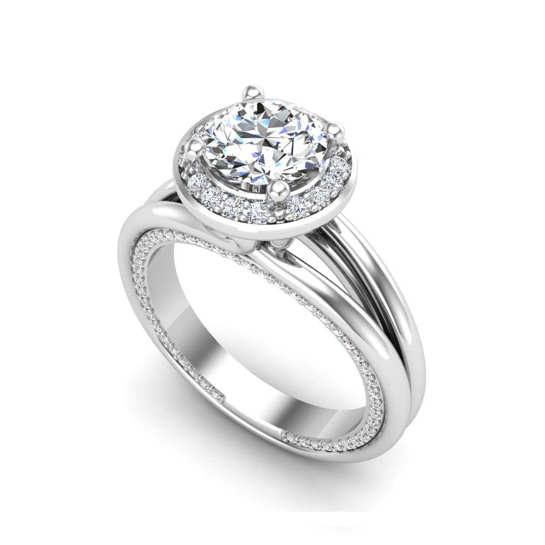 Two Become One Halo Engagement Ring