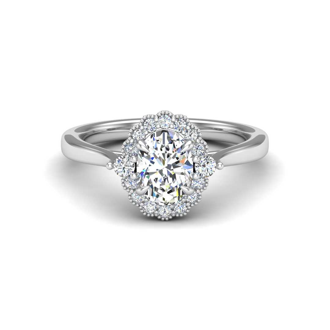 Milgrain Halo Design Custom Engagement Ring