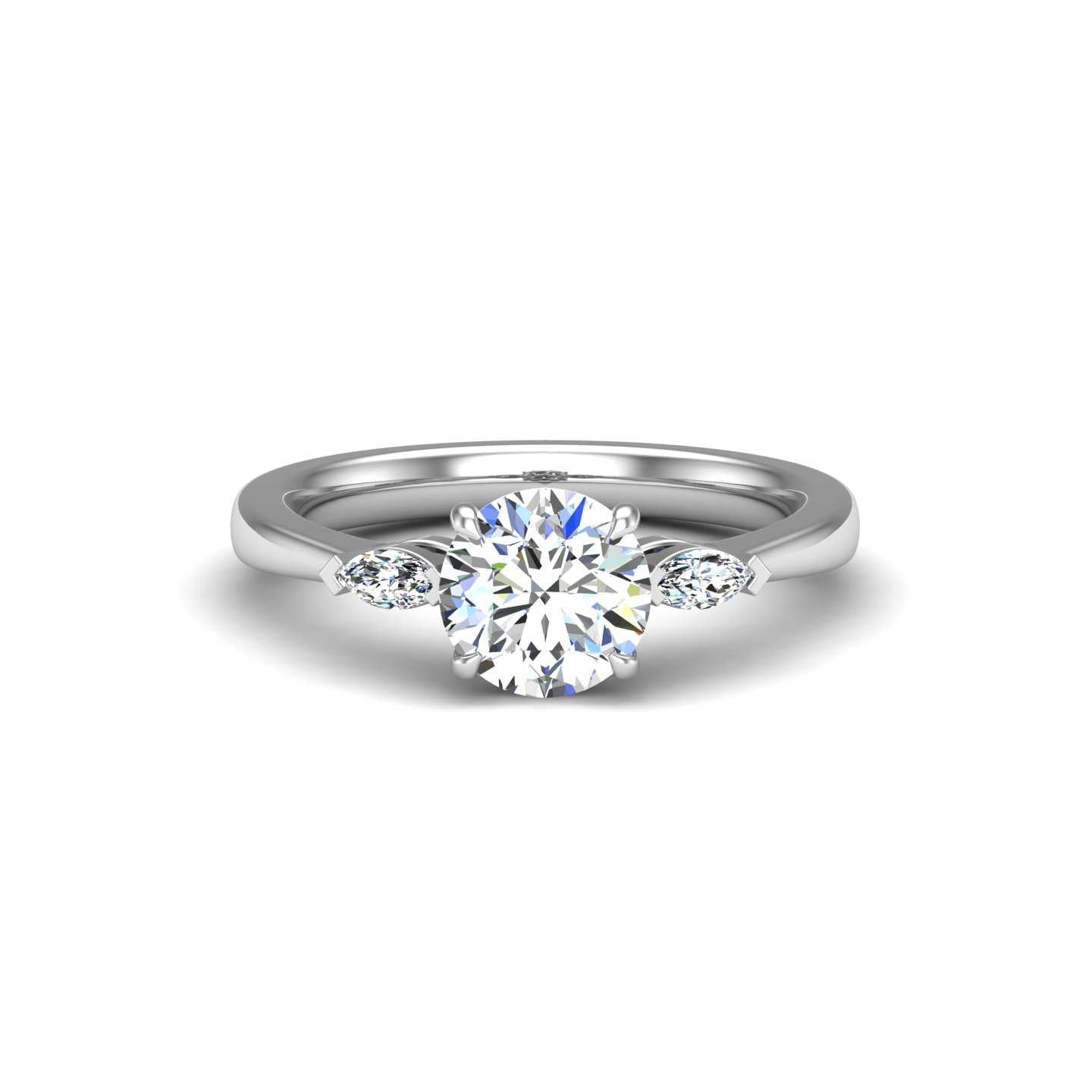 Marquis-Accented Engagement Ring