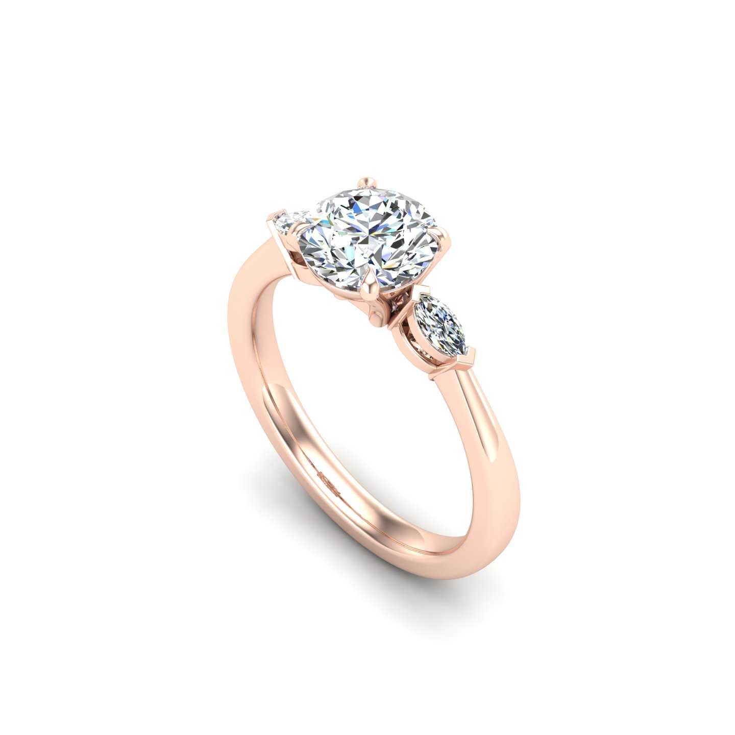 Marquis-Accented Engagement Ring