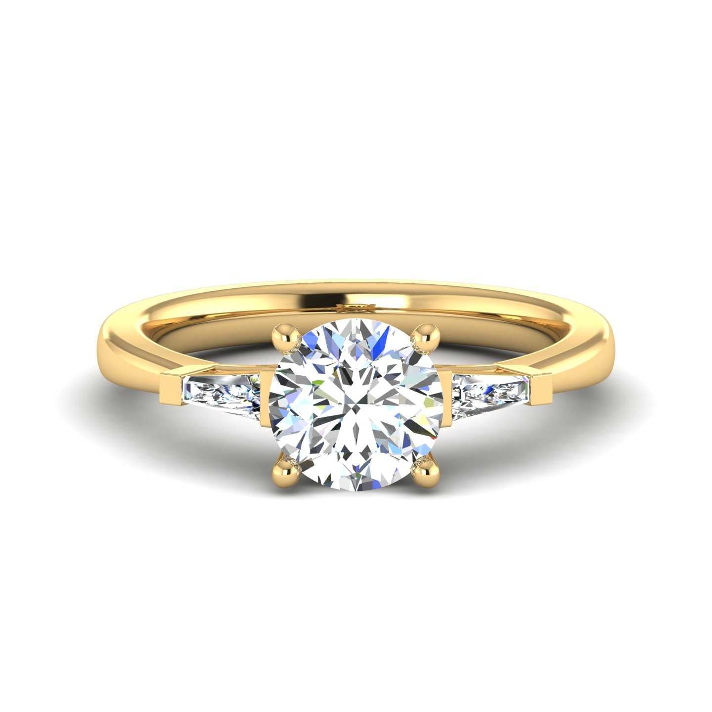 Tapered Baguette Accented Engagement Ring
