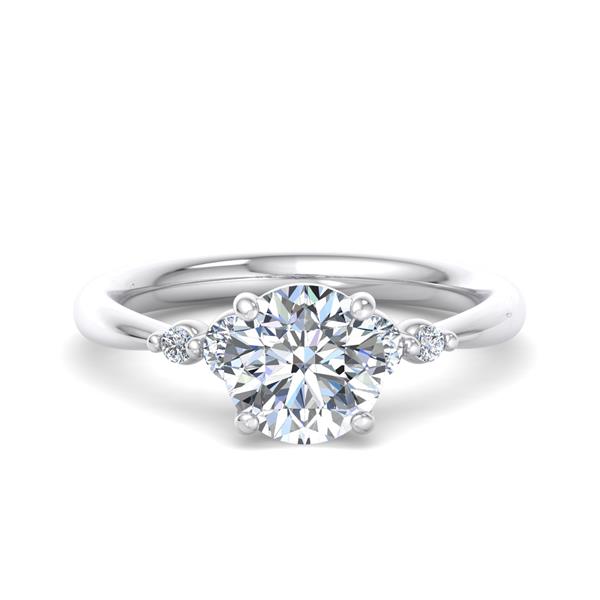 5 Stone Engagement Ring with Round Accent Side Stones