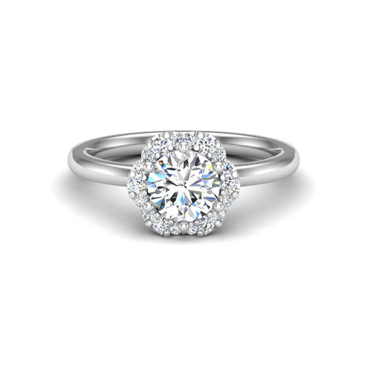 Floral Halo Solitaire-Style Engagement Ring