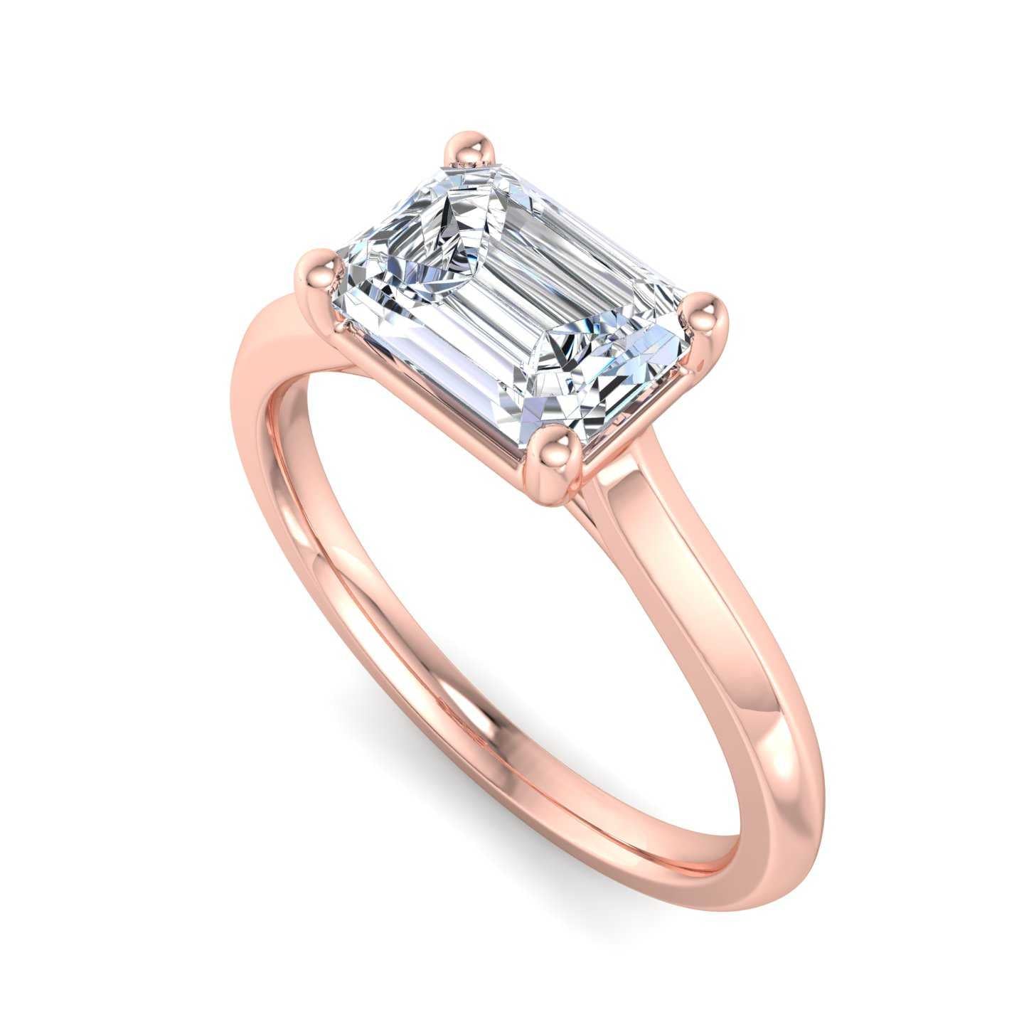 Solitaire Cathedral Tapered Edge Engagement Ring