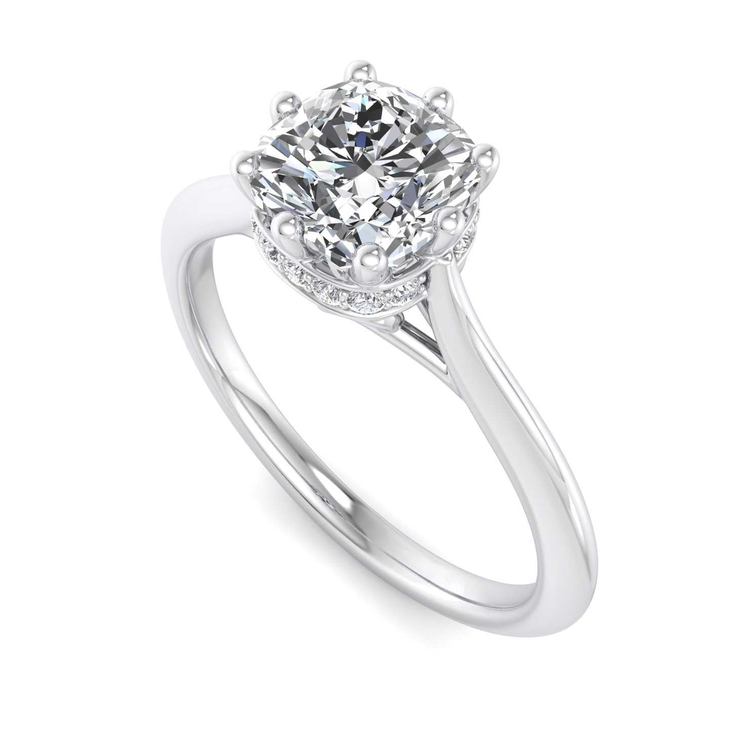 Hidden Halo Cathedral Solitaire Engagement Ring