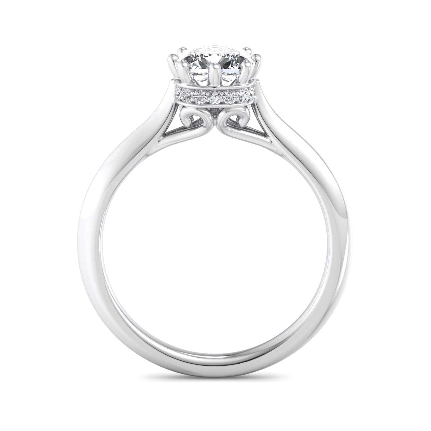 Hidden Halo Cathedral Solitaire Engagement Ring