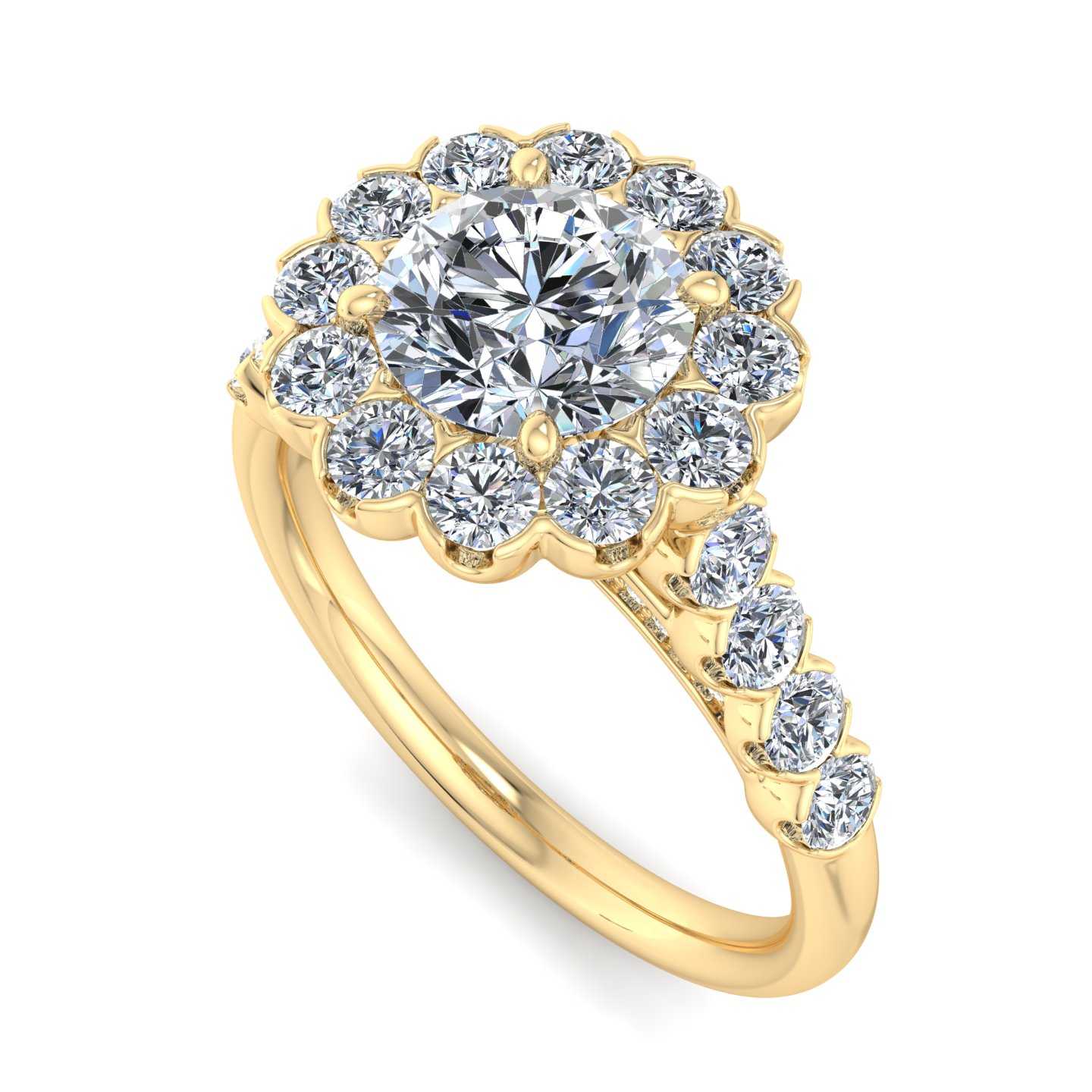 Floral Halo Accented Design Custom Engagement Ring