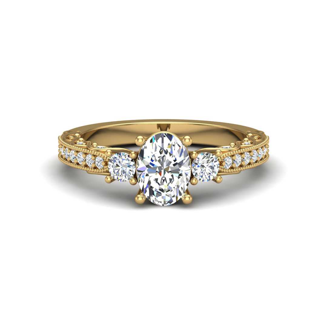 Vintage Accented Three Stone Engagement Ring