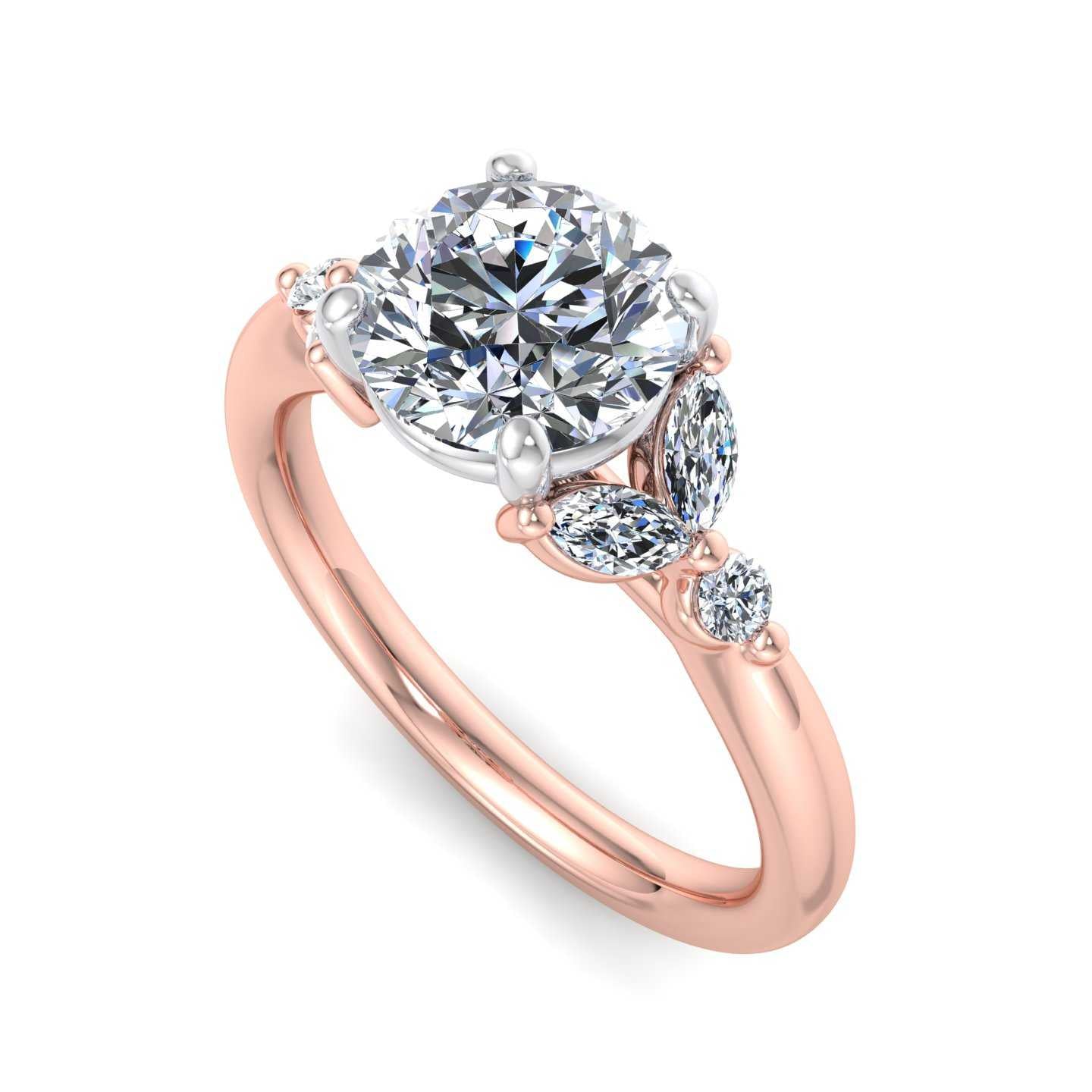 Floral Accented Engagement Ring