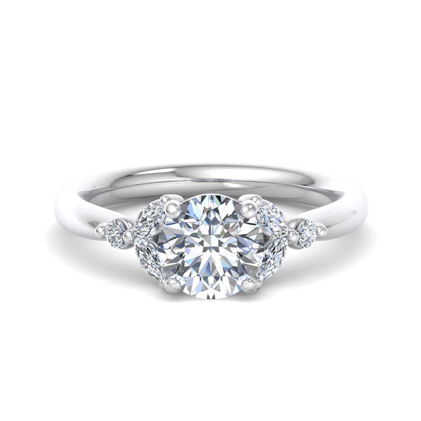Floral Accented Engagement Ring