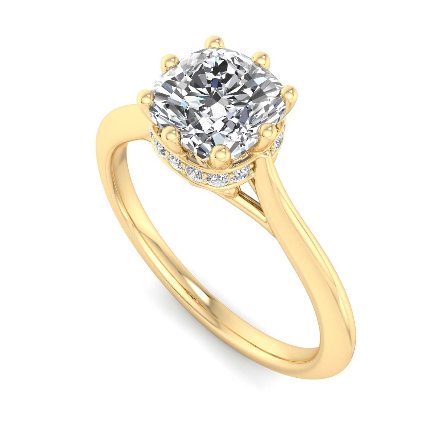 Hidden Halo Cathedral Solitaire Engagement Ring