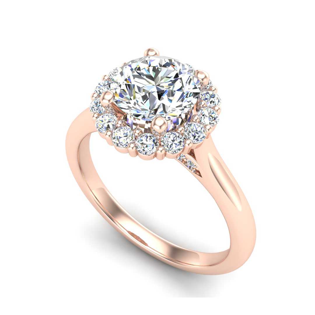 Classic Halo Hidden Bridge Engagement Ring