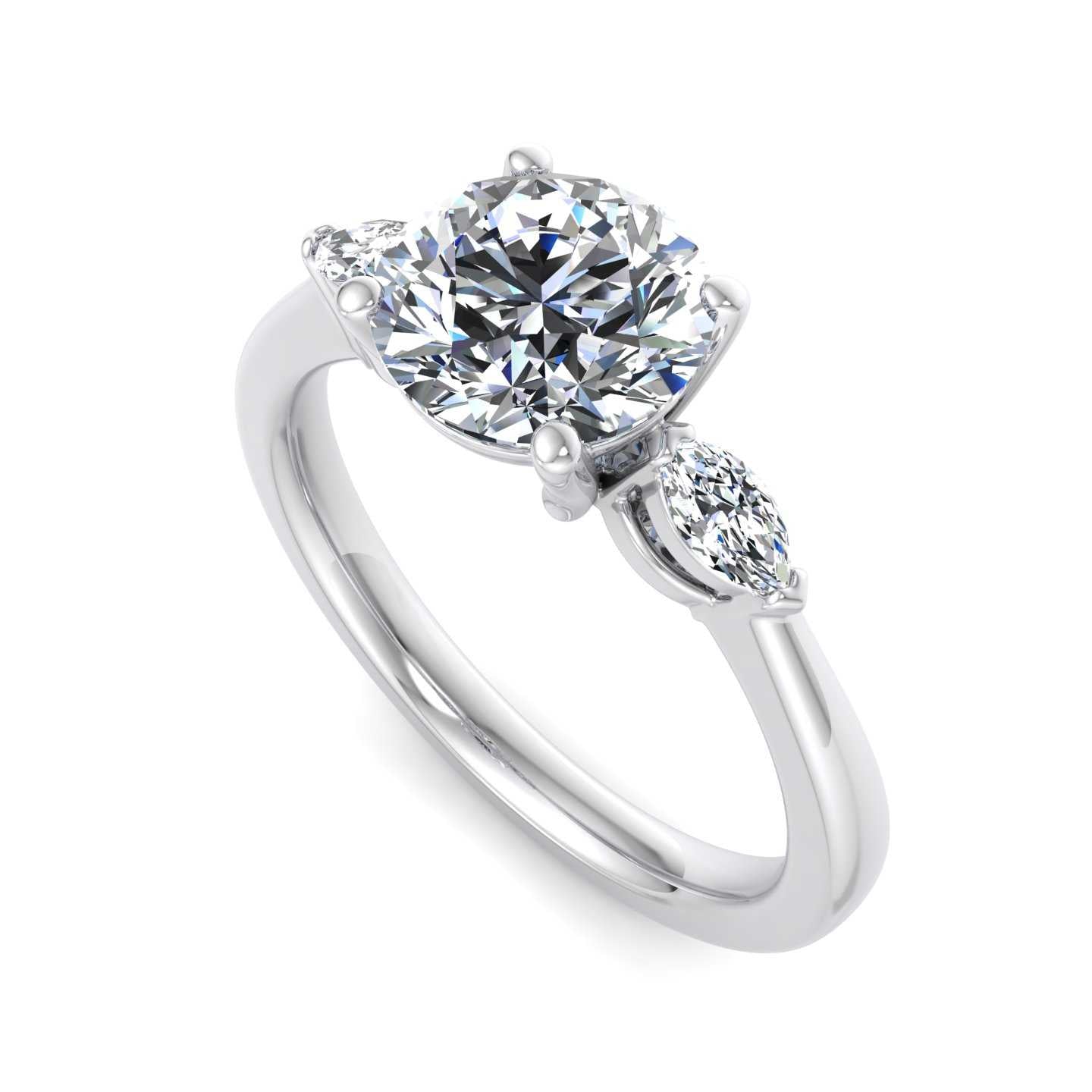 Marquis-Accented Engagement Ring