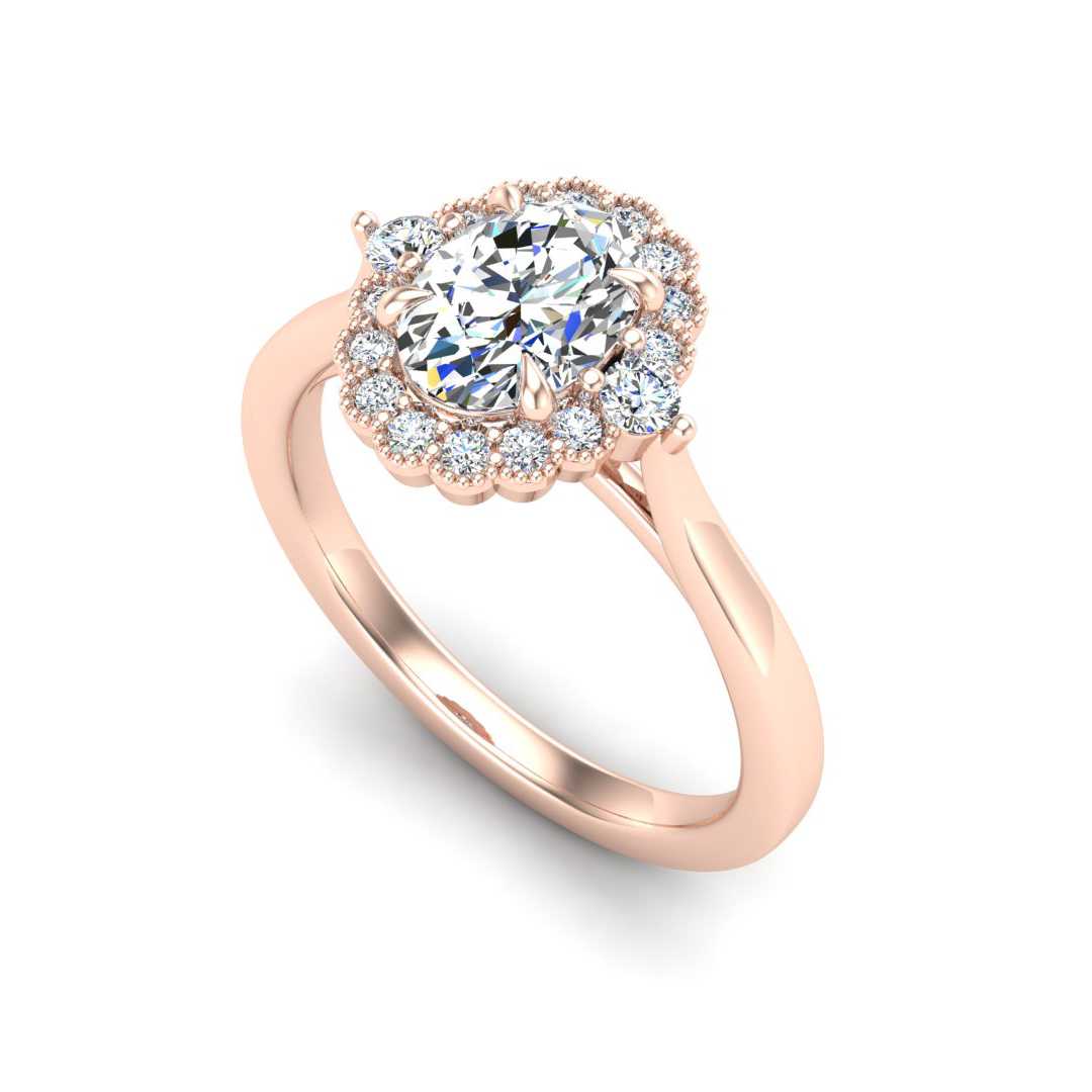 Milgrain Halo Design Custom Engagement Ring