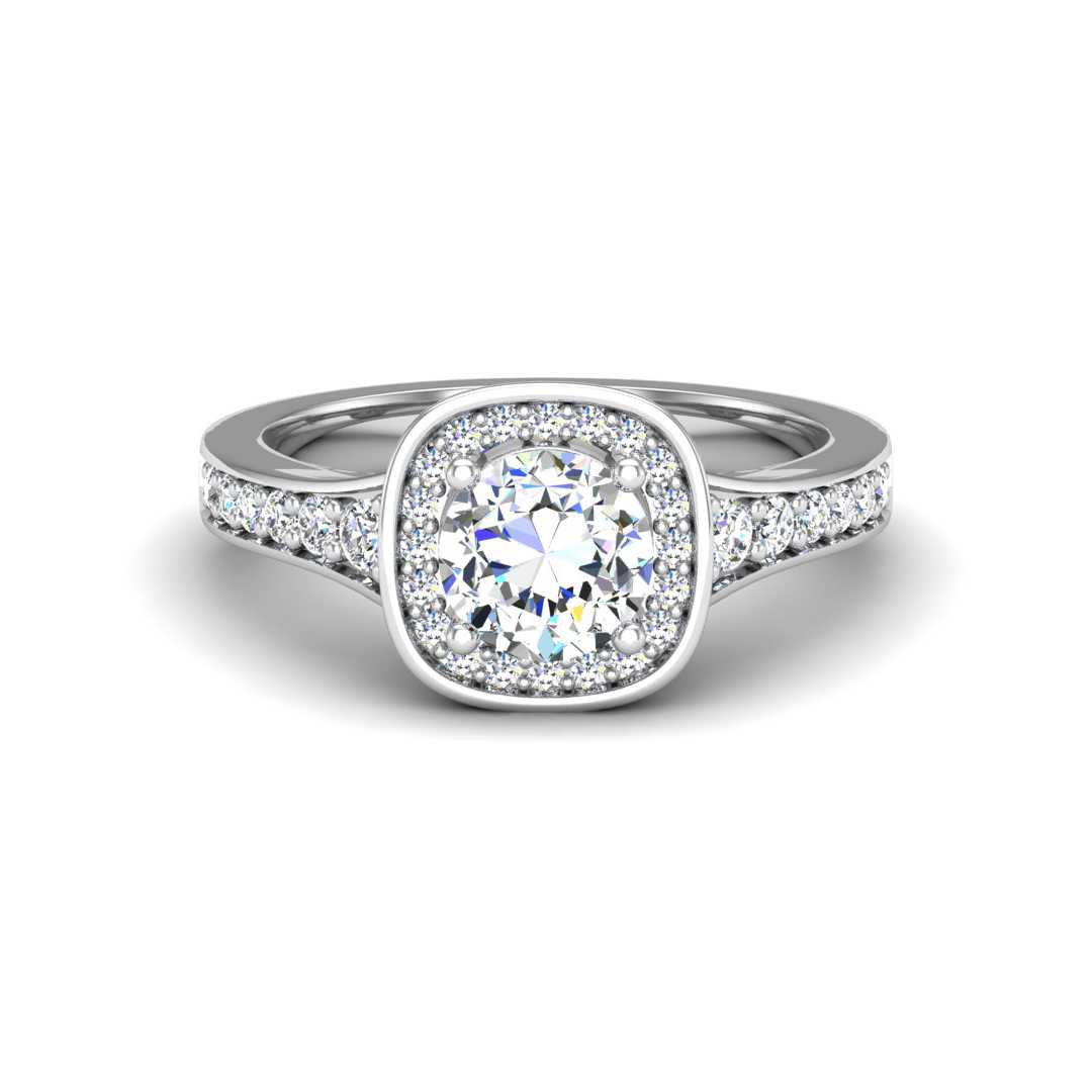 Vintage Diamond-Accented Halo Engagement Ring