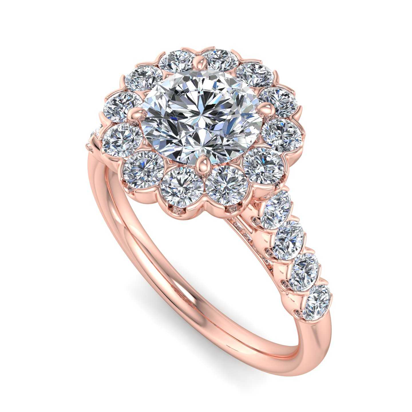 Floral Halo Accented Design Custom Engagement Ring