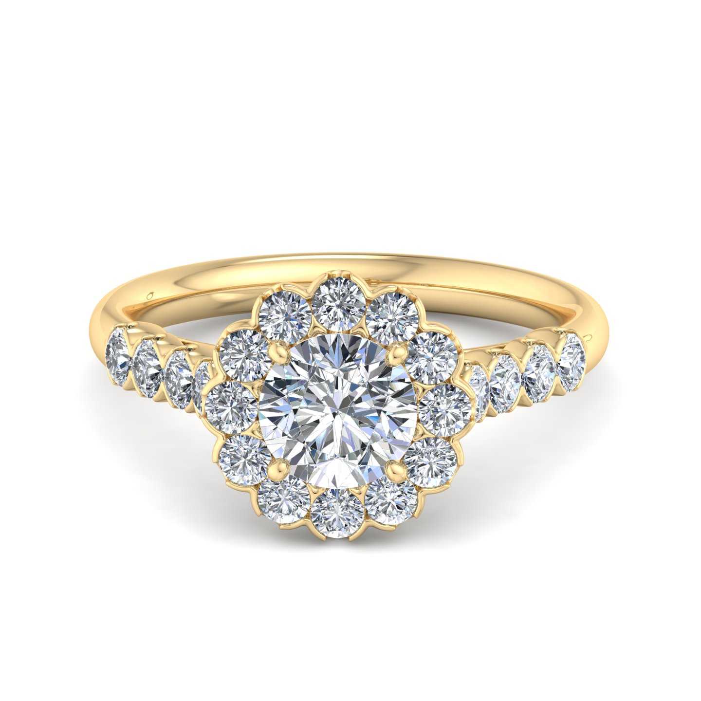 Floral Halo Accented Design Custom Engagement Ring