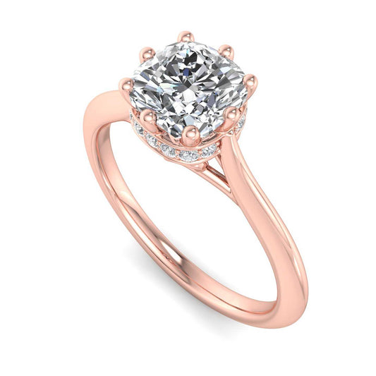 Hidden Halo Cathedral Solitaire Engagement Ring