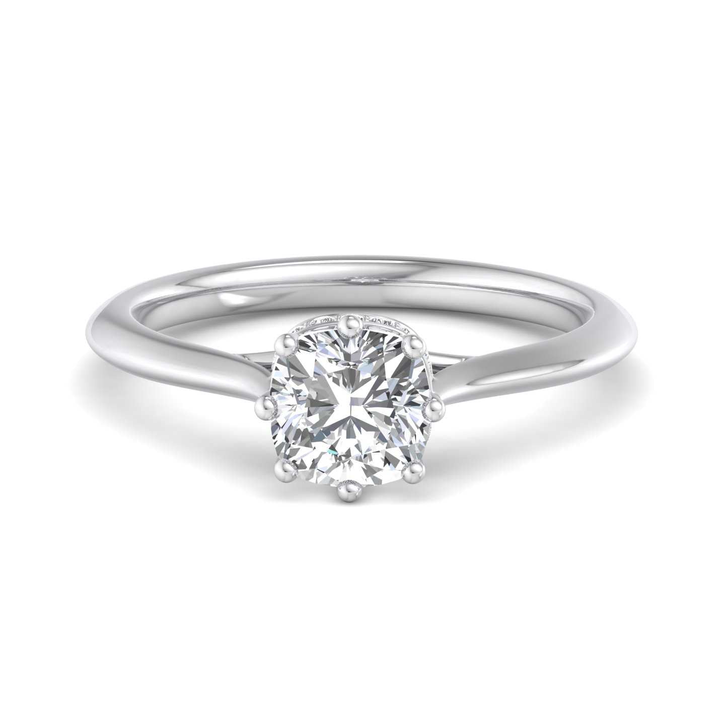 Hidden Halo Cathedral Solitaire Engagement Ring