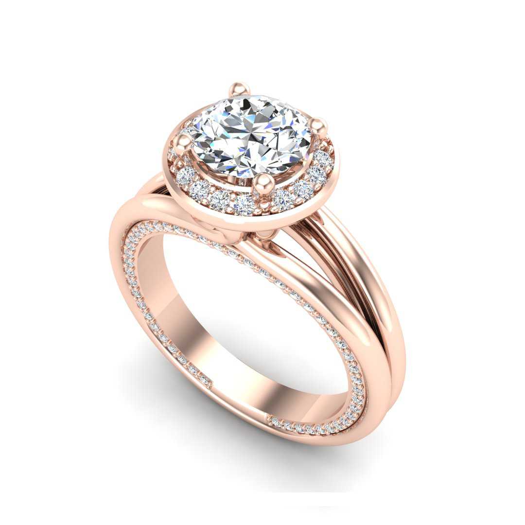 Two Become One Halo Engagement Ring