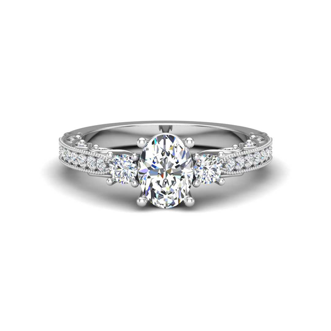 Vintage Accented Three Stone Engagement Ring