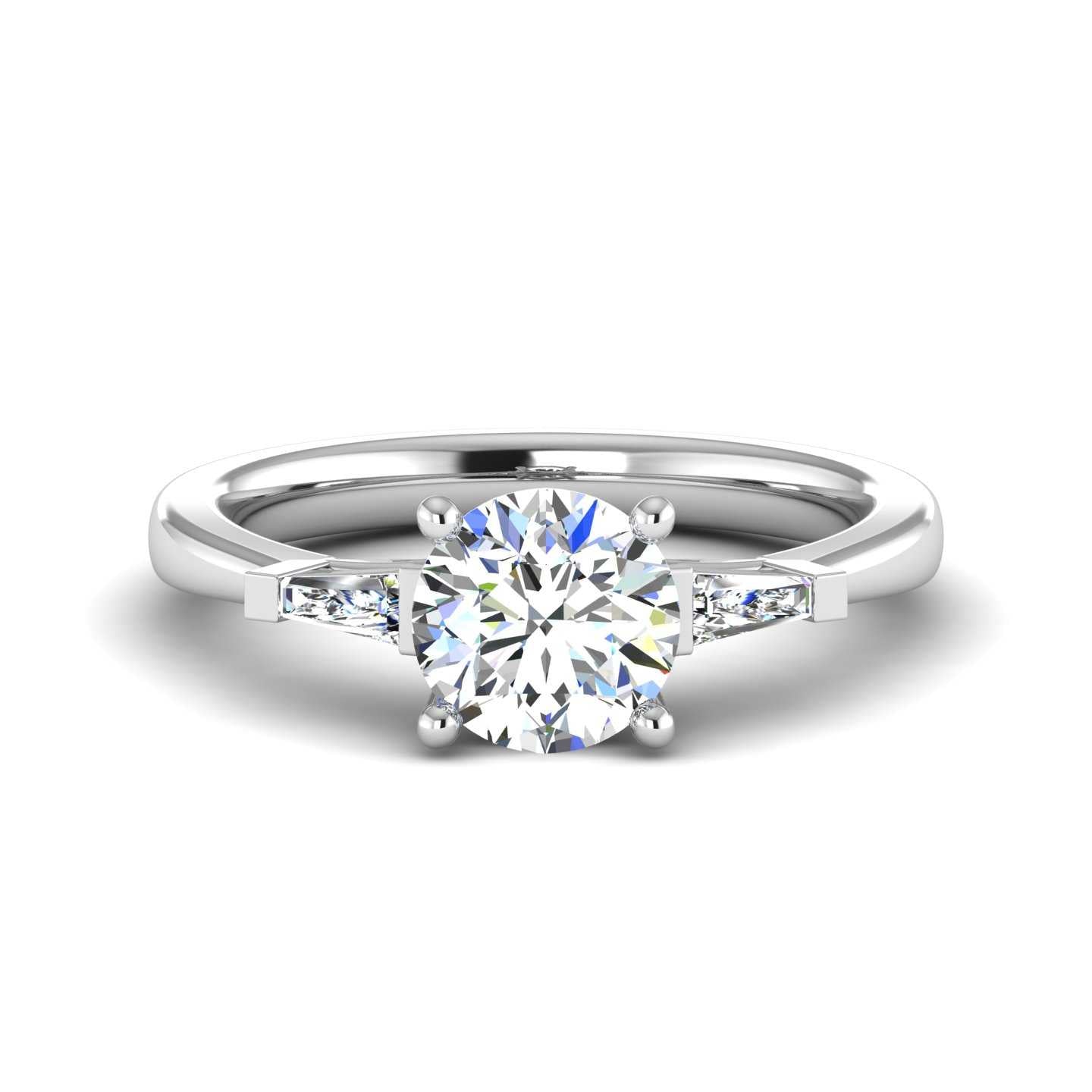 Tapered Baguette Accented Engagement Ring