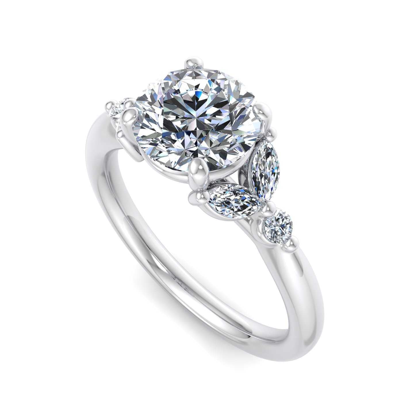Floral Accented Engagement Ring