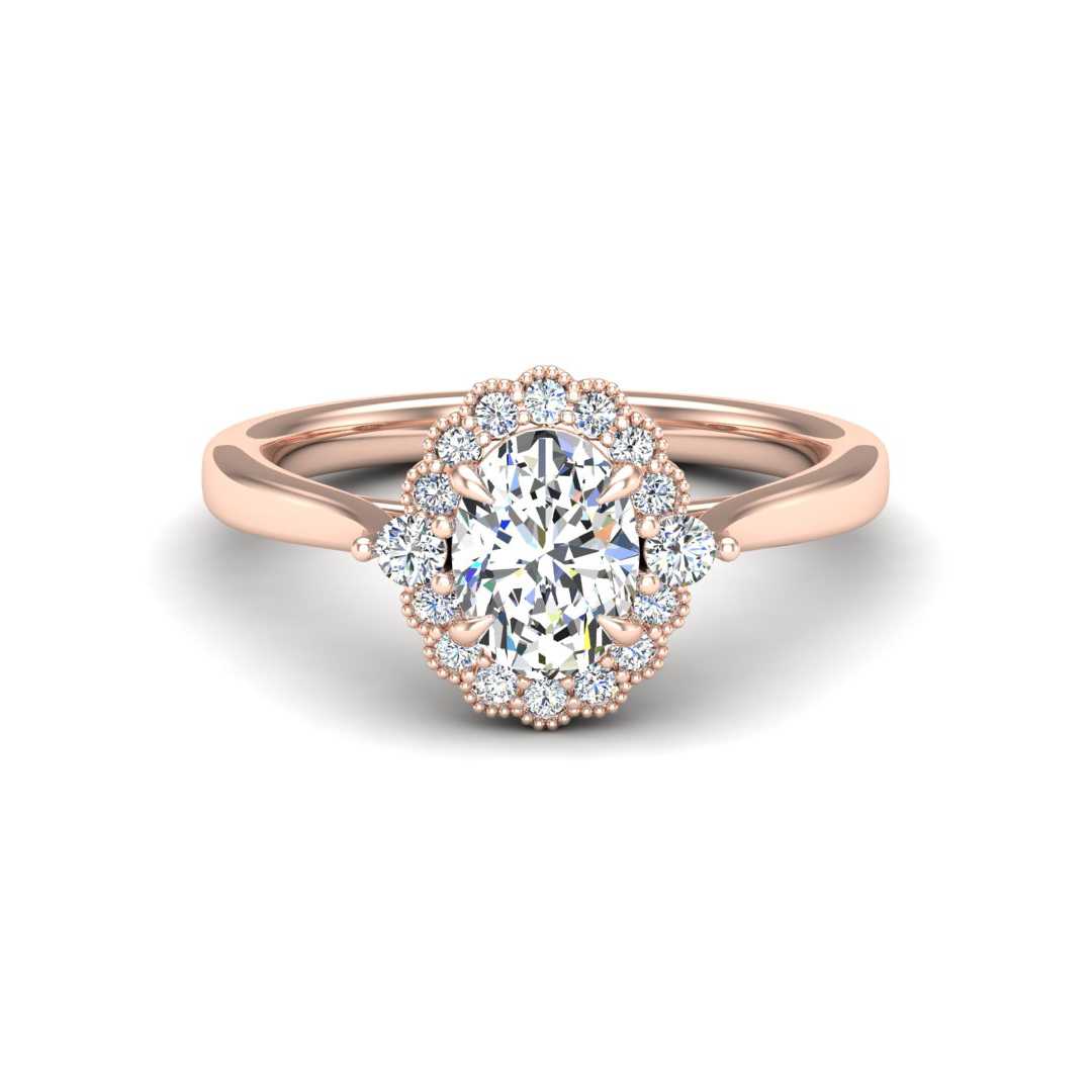 Milgrain Halo Design Custom Engagement Ring
