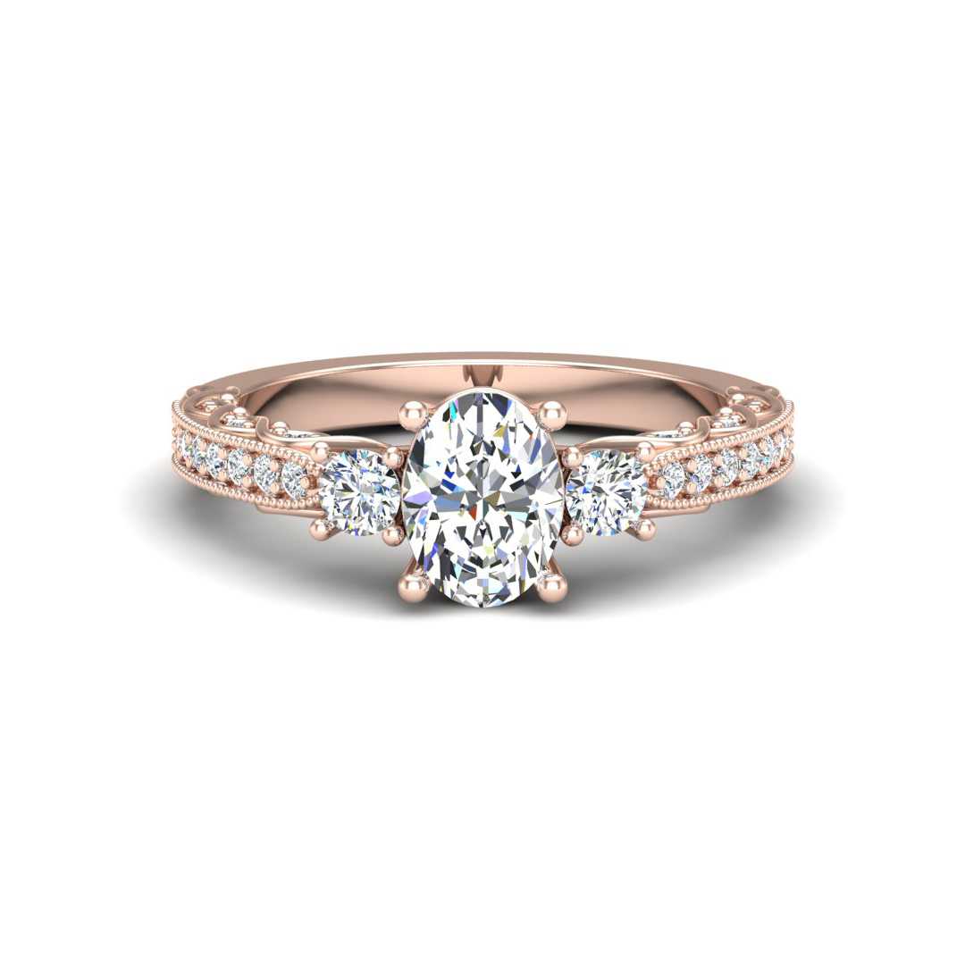 Vintage Accented Three Stone Engagement Ring