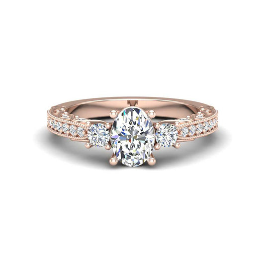 Vintage Accented Three Stone Engagement Ring