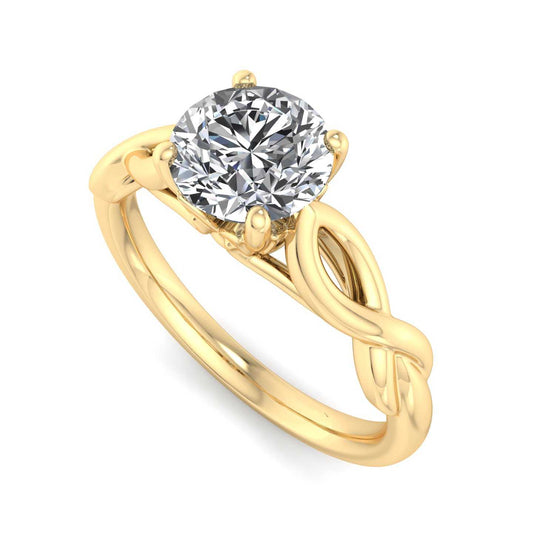 Solitaire Twist Band Engagement Ring
