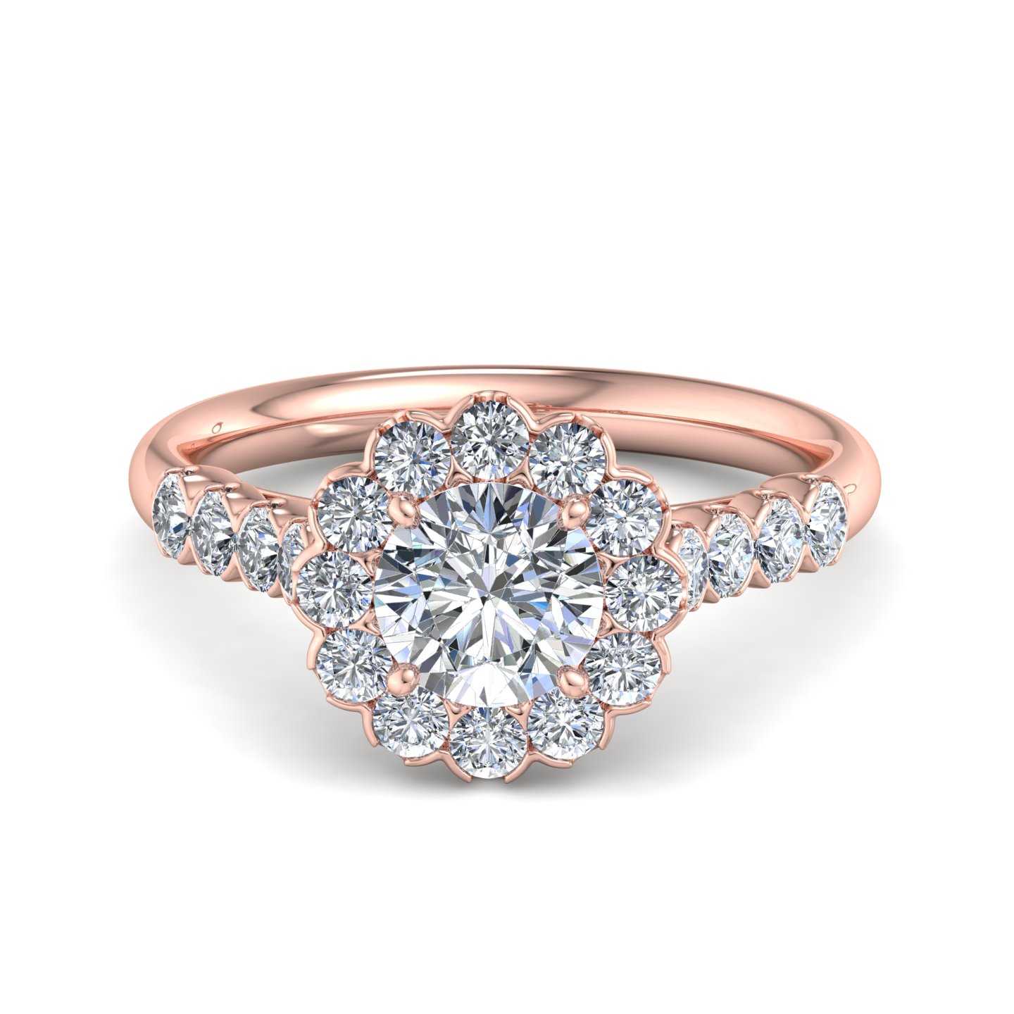 Floral Halo Accented Design Custom Engagement Ring