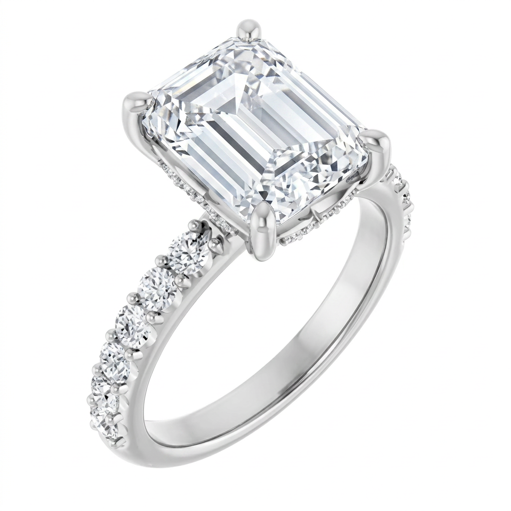 white-gold emerald