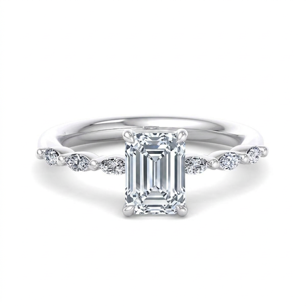 white-gold emerald
