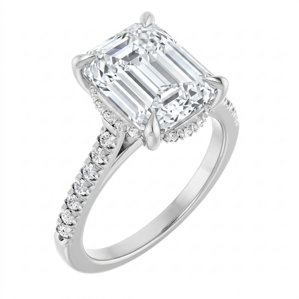 white-gold emerald