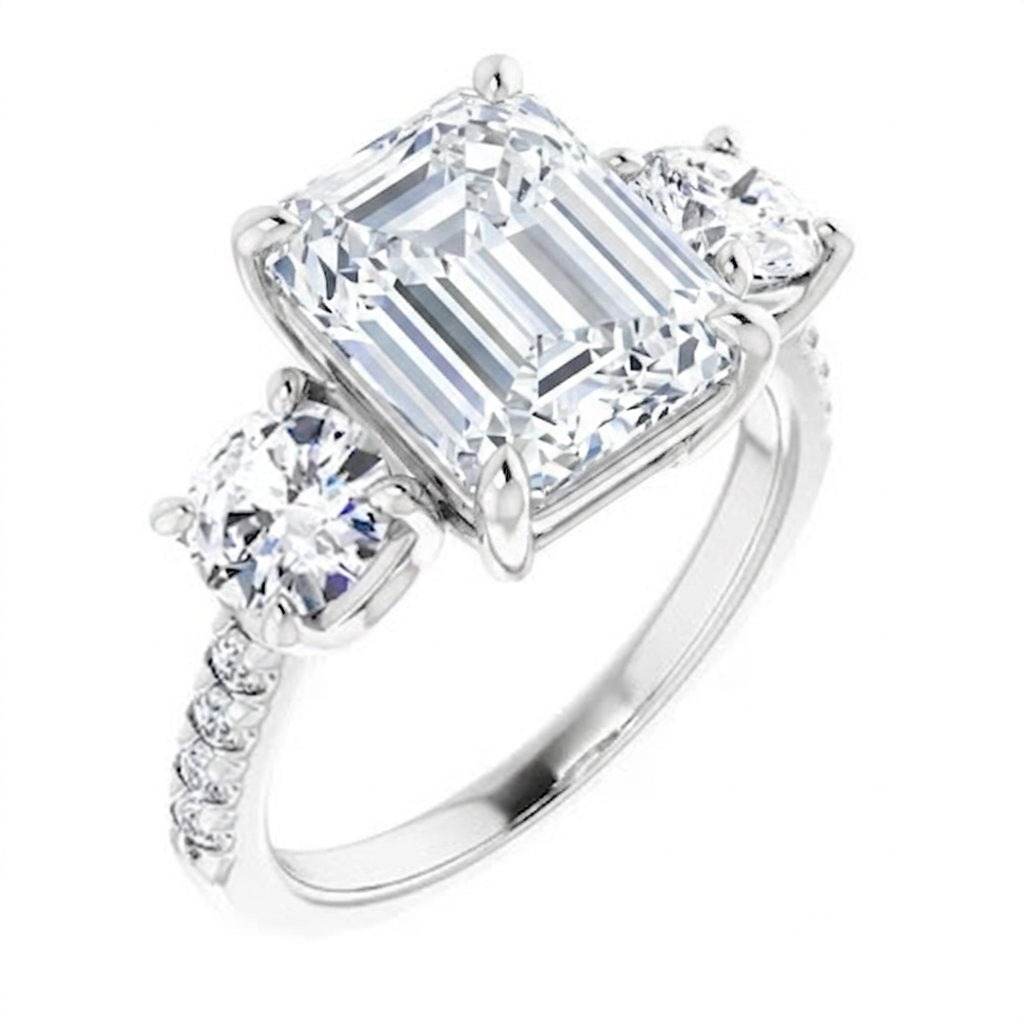 white-gold emerald