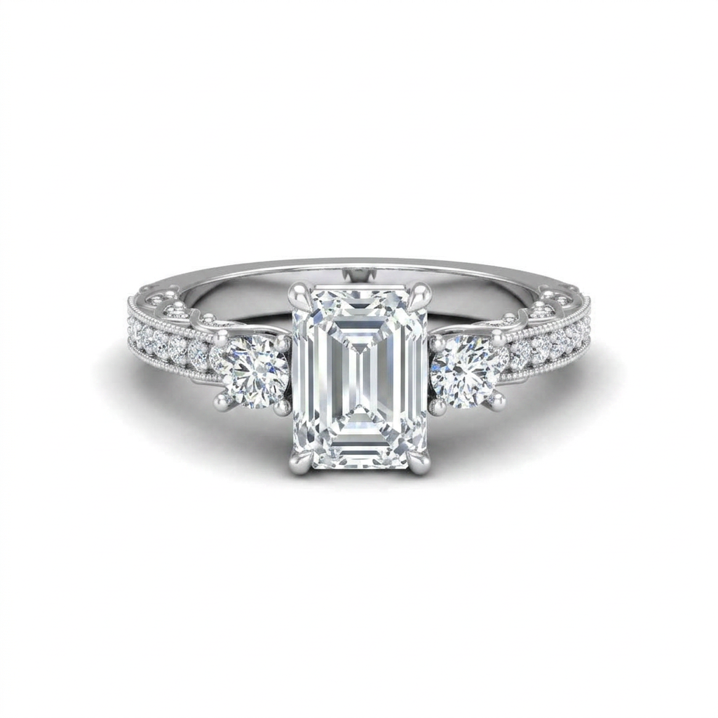 white-gold emerald