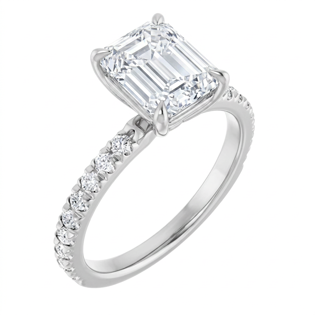 white-gold emerald