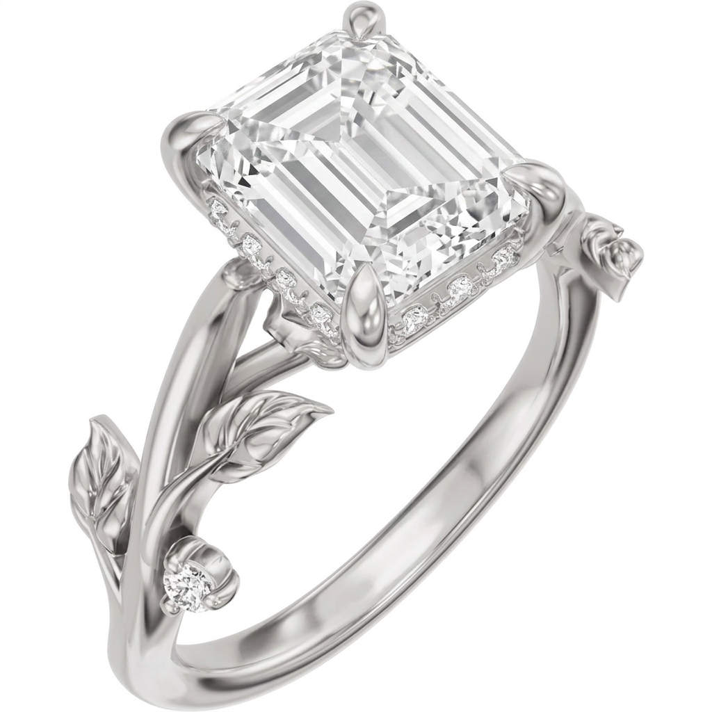 white-gold emerald