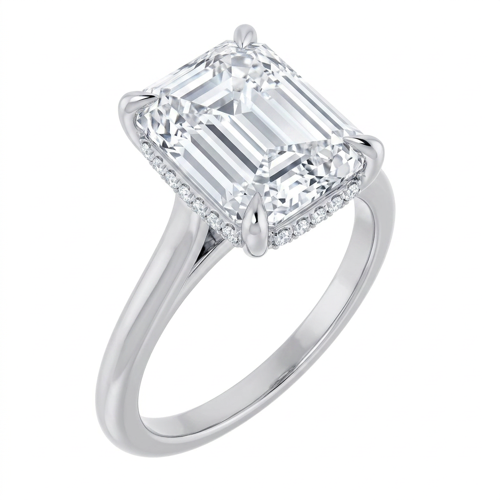 white-gold emerald