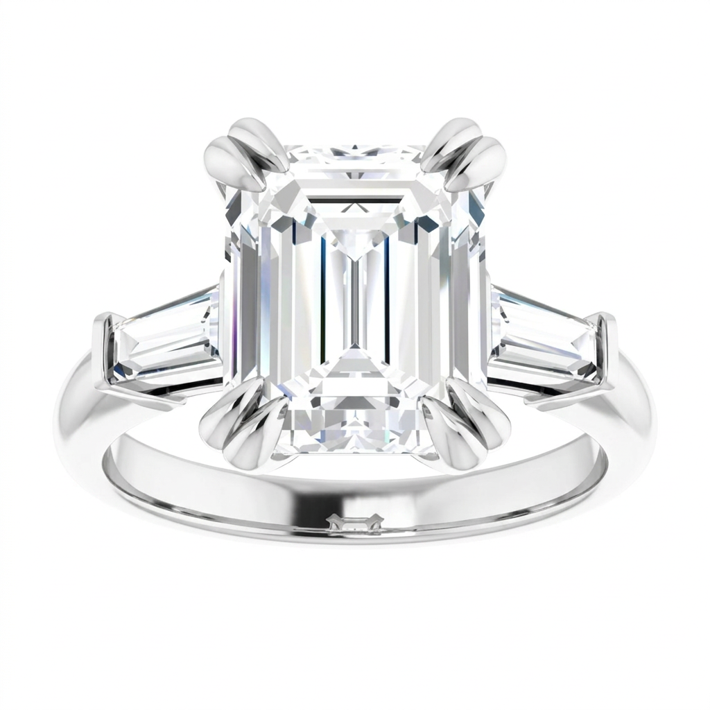 white-gold emerald